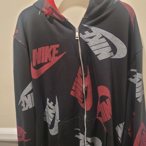 Nike Mens 3xl Full Zip Hoodie All Over Print Black/red - Picture 3 of 11